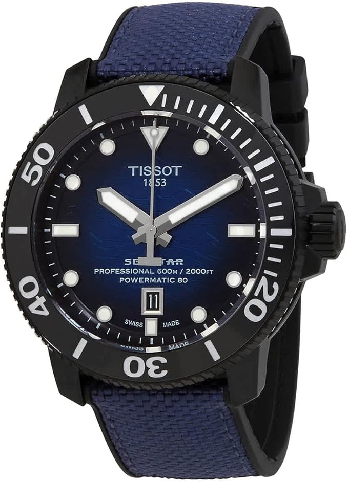 天梭 seastar 2000 自动分级蓝色表盘男式手表 t120.607.37.041.00